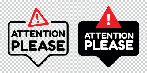 Attention Please Icon Set - Different Vector Illustrations Isolated On Transparent Background