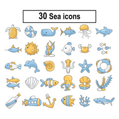 Fototapeta premium set of icons. sea icons set. Sea animal set
