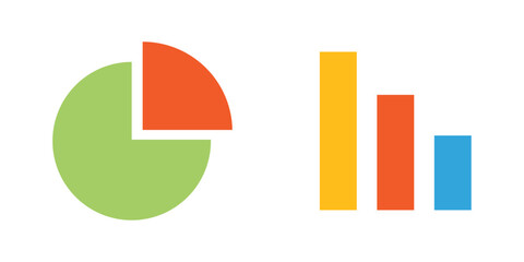 pie chart and bar chart vector icon illustration