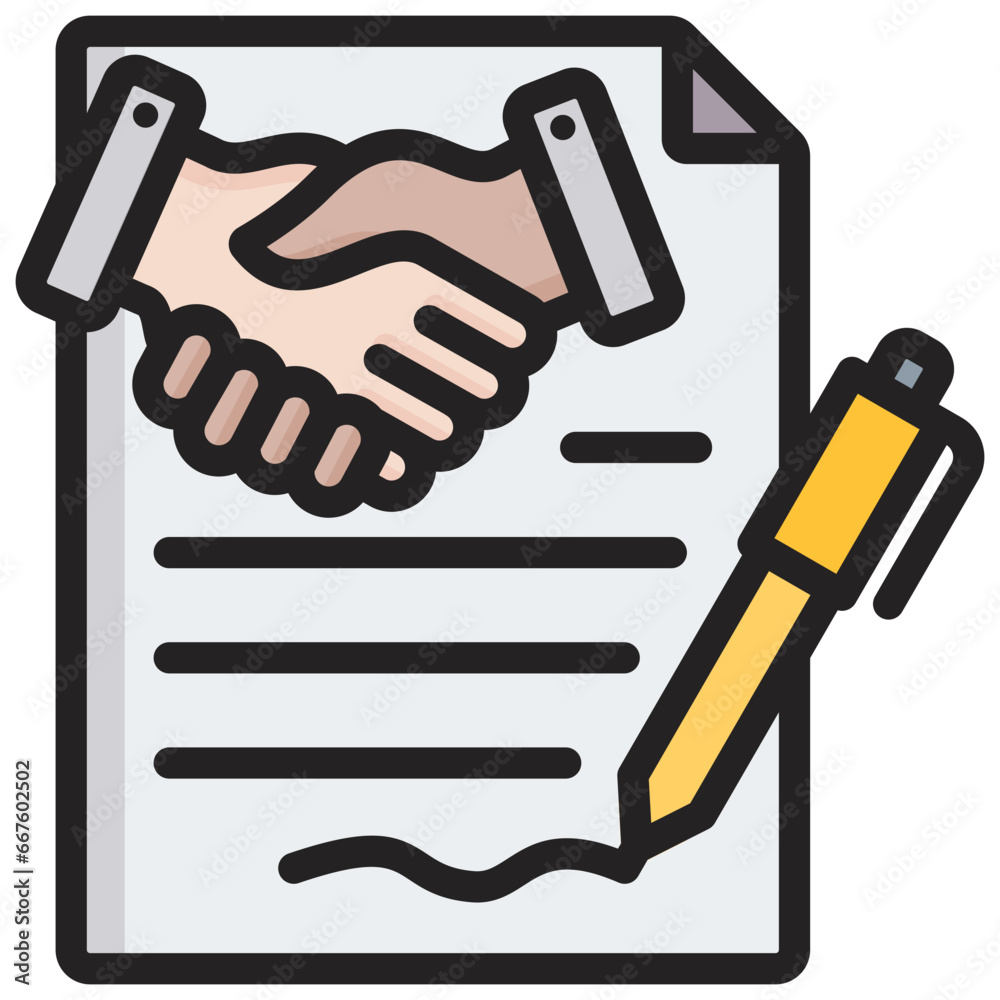 Poster contract outline color icon
