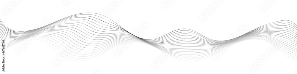 Poster Grey white abstract background with abstract wave element. Digital frequency track equalizer. Lines wave abstract stripe design. Abstract wave element for design