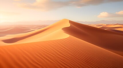 Sand dunes in the Sahara desert at sunset. 3d render