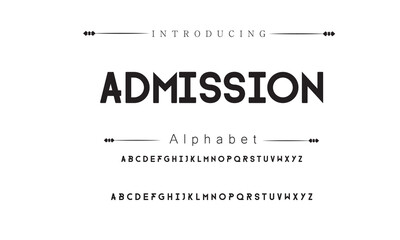 Admission Abstract modern urban alphabet fonts. Typography sport, technology, fashion, digital, future creative logo font. vector illustration