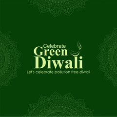 Vector illustration of Happy Green Diwali social media feed template