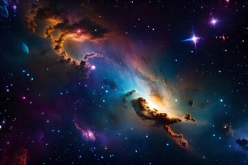 Obraz na płótnie Canvas Colorful space galaxy cloud nebula. Stary night cosmos. Universe science astronomy. Universe Background wallpaper
