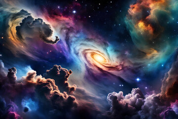 Obraz na płótnie Canvas Colorful space galaxy cloud nebula. Stary night cosmos. Universe science astronomy. Universe Background wallpaper