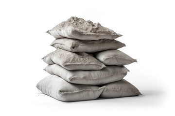heap of cement bags on transparent background, png file