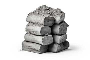 heap with cement bags on transparent background, png file