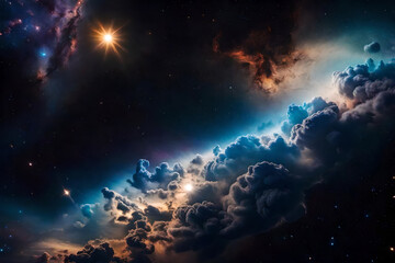 Fototapeta na wymiar Colorful space galaxy cloud nebula. Stary night cosmos. Universe science astronomy. Universe Background wallpaper