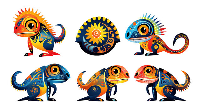Cartoon Mexican iguana lizard characters  png