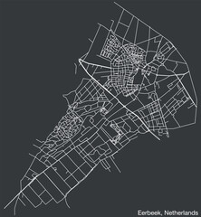 Detailed hand-drawn navigational urban street roads map of the Dutch city of EERBEEK, NETHERLANDS with solid road lines and name tag on vintage background