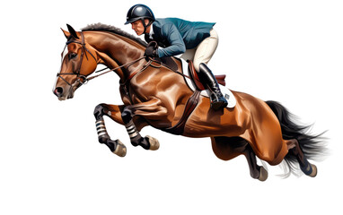 Equestrian Jumping on Transparent Background. - obrazy, fototapety, plakaty