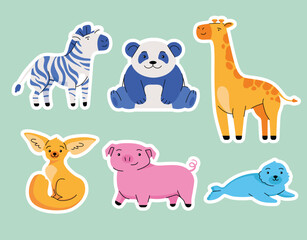 Big Set Of Animals Collection of Animals Vector. Stickers Collection Set Vector Animals Collection. Advance Cartoon Collection 