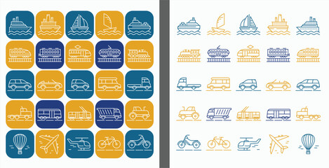 25 Transport Icons Set Templates