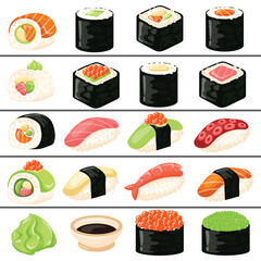 set of sushi on white