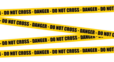 Fotobehang do not cross danger warning yellow tapes on white background © AinStory