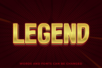 Legend 3d text, luxury style, gold and glow effect