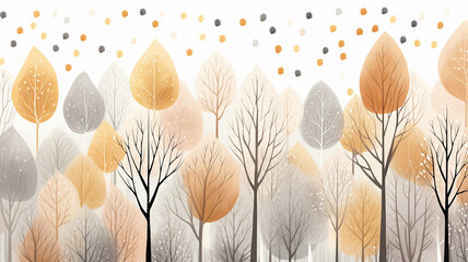 soft softcolor autumn background forest tree line in gray autumn tones delicate shades of halyard on a white background