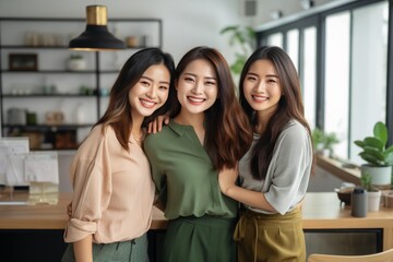 Obraz premium Group of casual business teamwork men and women looking at camera with crossed arms in office, New generation of energetic entrepreneurs concept.