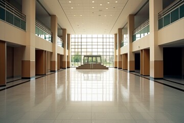 An empty lobby in an office building. Generative AI