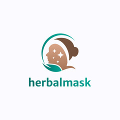 Beauty face herb mask logo design vector. Spa and cosmetic clinic symbol template
