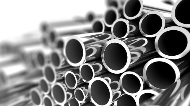 metal pipes on a white background. pipe production