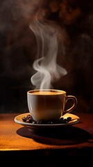 Fototapeta premium Cup of whipped hot coffee with milk