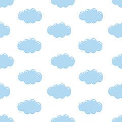 Cute kids seamless pattern with childish simple clouds. Vector illustration for baby textiles, prints and decor.