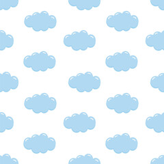 Cute kids seamless pattern with childish simple clouds. Vector illustration for baby textiles, prints and decor.