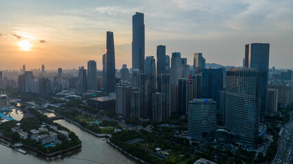 Naklejka na ściany i meble Guangzhou ,China - July 26,2023: Aerial view of landscape in Guangzhou city, China