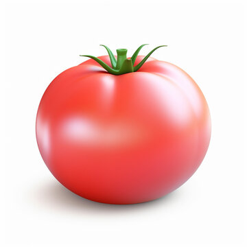 Cute plastic red tomato vegetable stylized 3d render illustration in pastel colors isolated on white background	