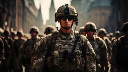 Fototapeta premium soldiers in military uniform