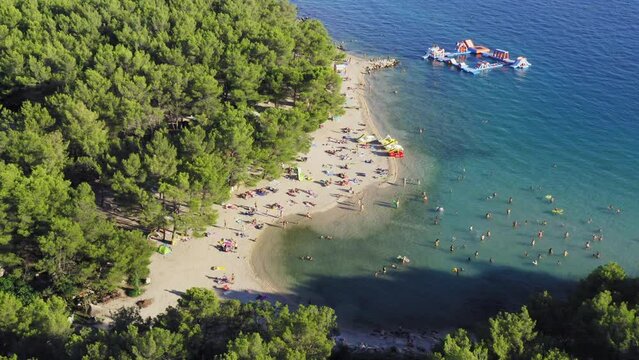 Beach with the pine forest near Pakostane, Adriatic coast in Croatia