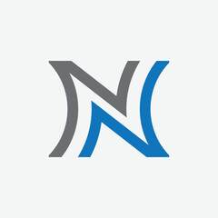 NN N modern monogram letter initial based logo design