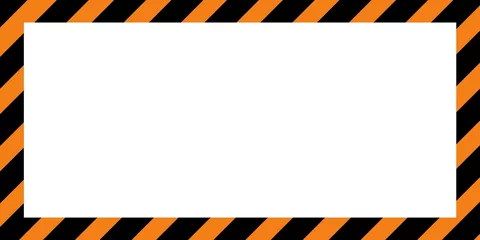Fotobehang Warning striped rectangular background, orange and black stripes on the diagonal, warning to be careful of potential danger. Border sign template orange and black Border warning construction. © Hasriani
