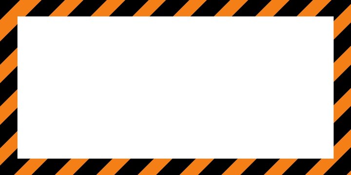 Warning striped rectangular background, orange and black stripes on the diagonal, warning to be careful of potential danger. Border sign template orange and black Border warning construction.