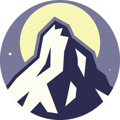 mountain icon, sunshine, vector illustration 