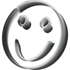 Simple Metallic Smiley Face Element