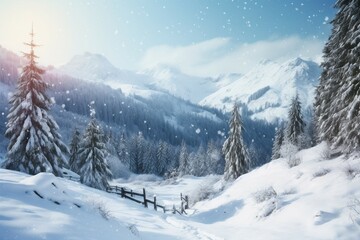 Fototapeta na wymiar Majestic Carpathian mountains in Ukraine adorned by numerous winter fir trees