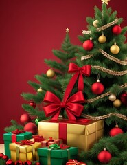 Obraz na płótnie Canvas christmas tree with gift boxes Generated Ai 
