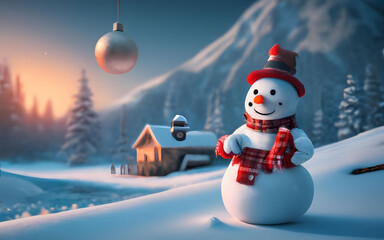 Obraz premium snowman on the snow
