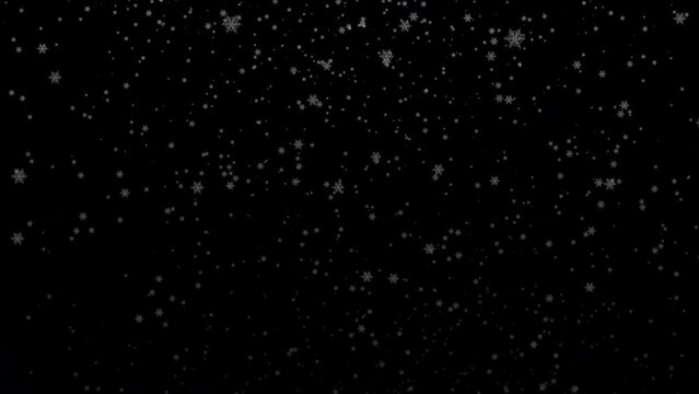HQ 3d animation on snowfall with transparency. 4K resolution, 60fps, perfectly looped, alpha channel, motion graphic. The high resolution allows you to scale as needed, and 60fps gives you the ability