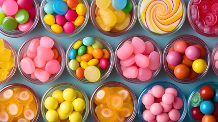 Fototapeta na wymiar Colorful candy background. Multicolored candy assortment. Generative AI