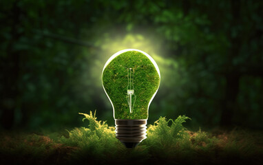 green plants in light bulbs,created with Generative AI tecnology.