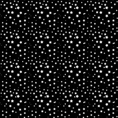 Seamless vector pattern with white stars on black for wrapping,cards, fabric, textile, ceramic - 667625162