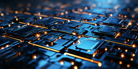 technology background and digital data visualization, futuristic circuit board design