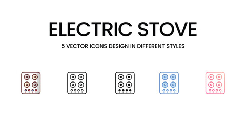 Electric stove icons set, color line, outline, glyph, gradient line, duo tone, icon isolate white background vector stock illustration