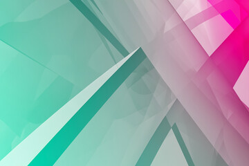 Abstract colorful background with turquoise pink gradient and translucent geometric shapes. Beautiful background for presentations