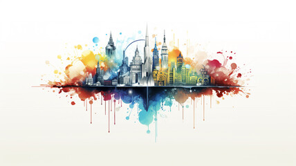 Poster abstract watercolor of the city.