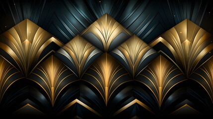 art deco background with golden patterns